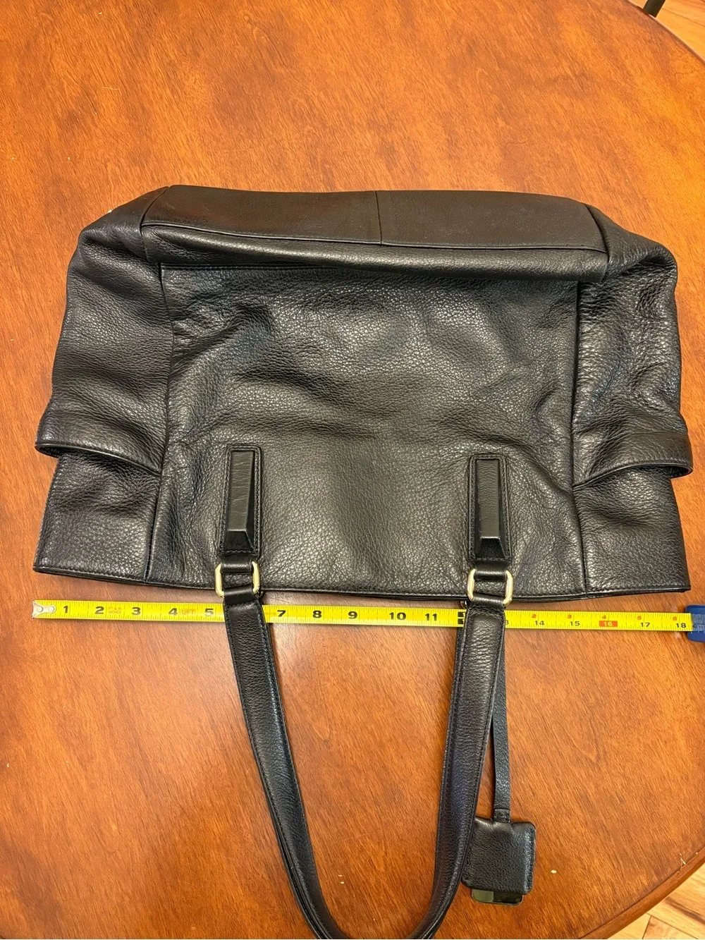Kenneth Cole Black Leather Tote with Gold Hardware - Picture 11 of 14